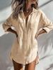 Women's Long Sleeve Shirt Dress Collar Loose Midi Cover Up Solid Color Beach Blouse Tunic Top