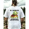 Men'S German Text & Turtle Cartoon T-Shirt - Casual Round Neck Tee With German Lettering, Machine Washable Suitable For Casual Wear, Everyday