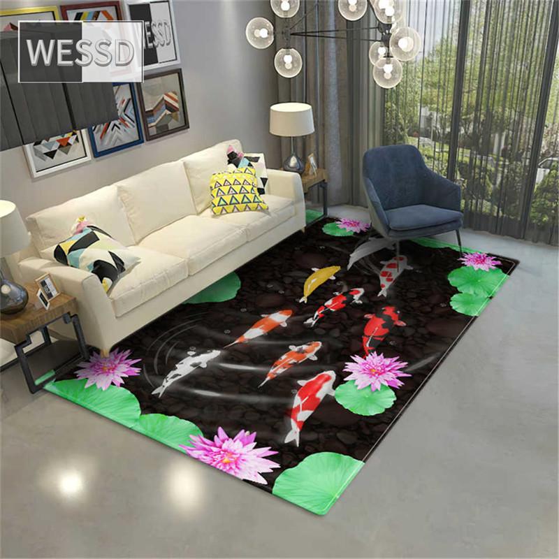 Carp Fish 3D Carpet For Living Room Large Rug House Coffee Table Mat Decorative Soft Bedroom Floor Mat Bathroom Mat Sponge