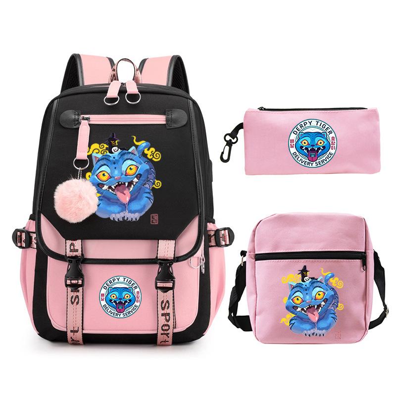 Animation Cartoon Printing High-Value Student School Bag Children'S Shoulder Backpack Pencil Bag Three-Piece Set