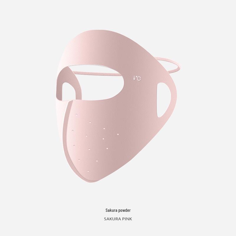 Unisex Gradient Blush Ice Silk Sunscreen Mask: Breathable & UV-Protective with Eye Corner Shield.