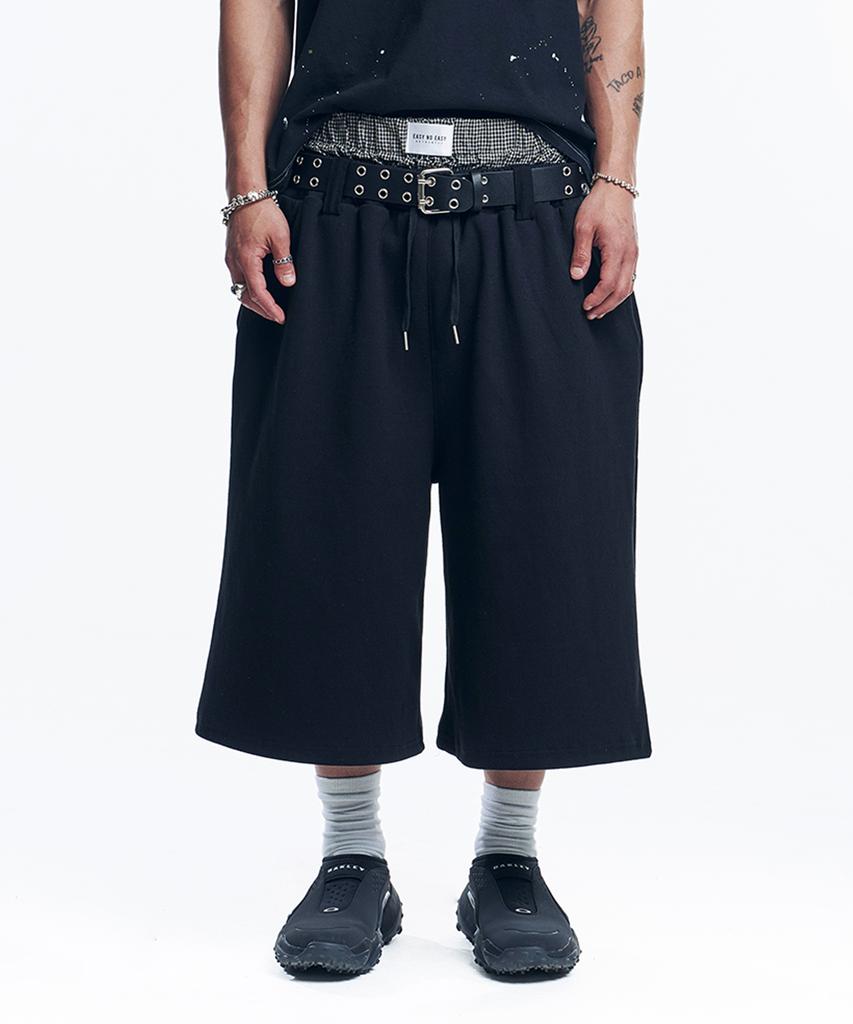 EASY NO EASY Boxer Layered Bermuda Sweatpants - Black