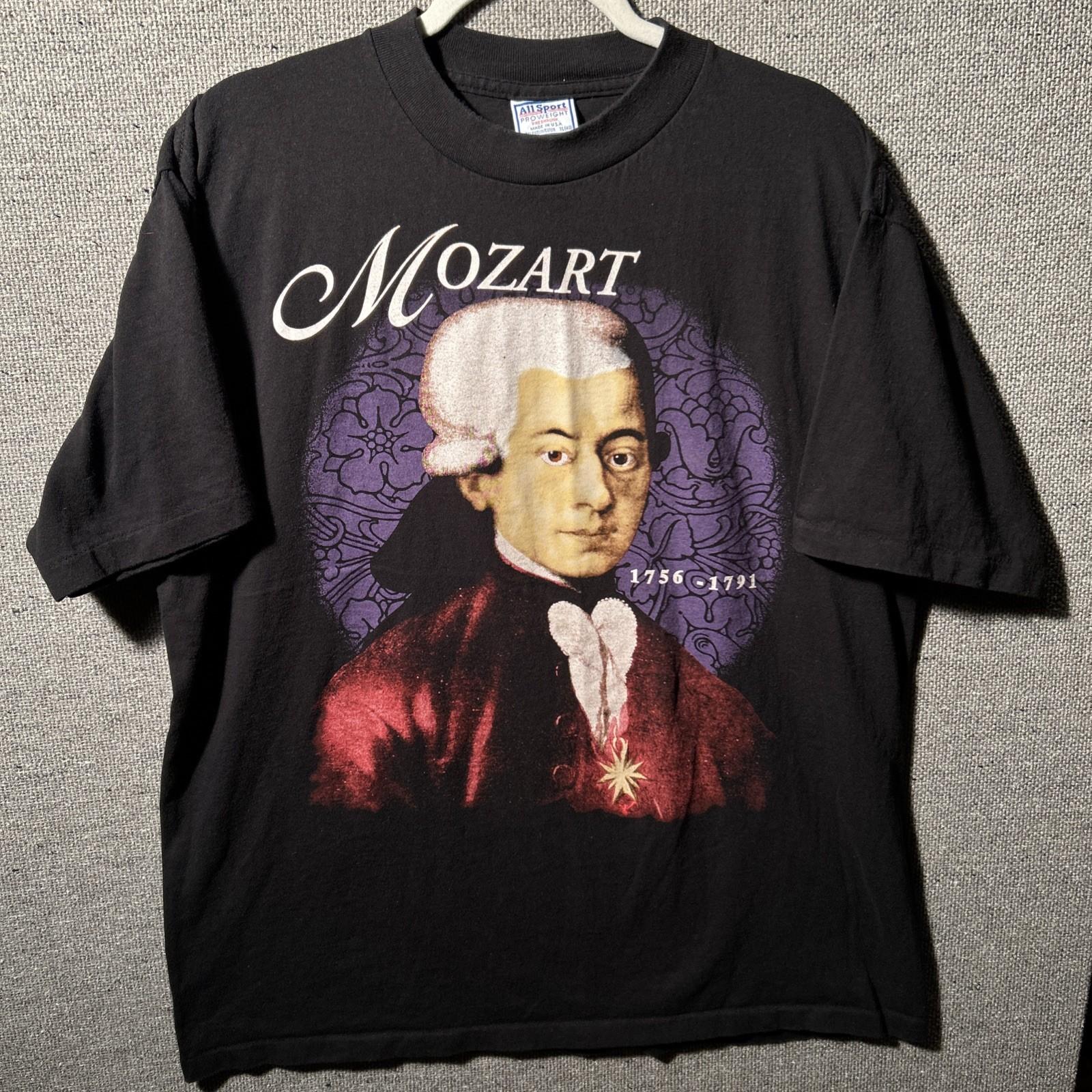 Vtg Mozart Classical Music Single Stitch  All Sport XL 1990s Black Unisex T-Shirt XXXXL