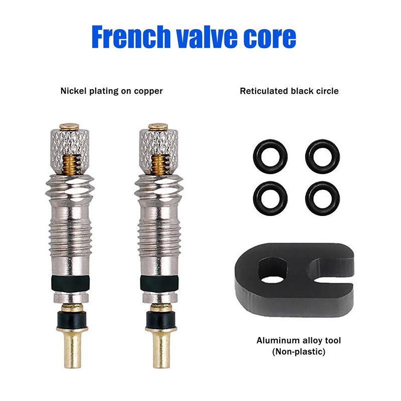 1Set Brass Presta Valve Core Set 2/6/12Pcs Mountain Bike Road Bike Tube Replacement Presta Valve Core French Air Pump Tool