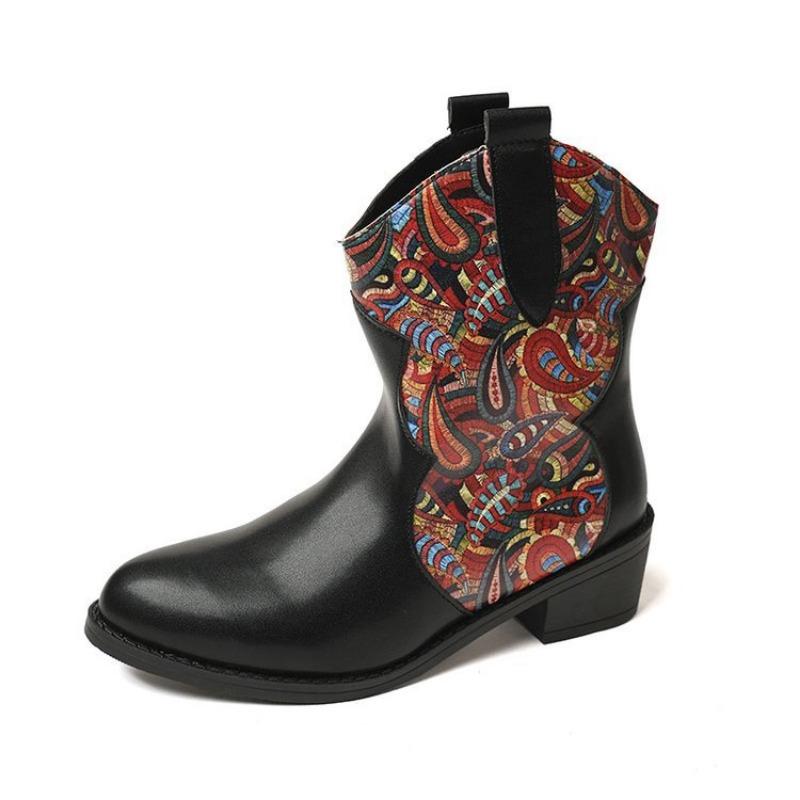 Plus size printed platform knight boots for autumn and winter new pointed toe women's boots
