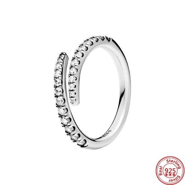 Silver Original Delicate Ring Zirconia Sparkling Row Eternity Round Ring Women European Jewelry DIY