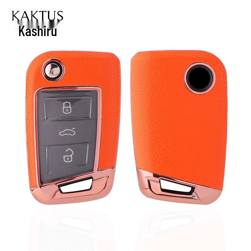 Leather Key Shell Set for Lavida, Sagitar, T-Roc, Tayron, Touran, T-Cross, Polo - Men's & Women's with Buckle