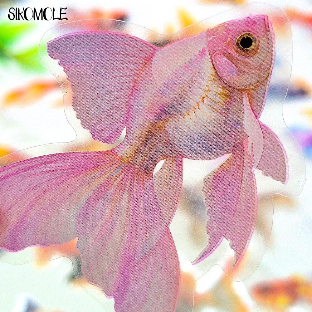 50PCS Cute Animal Beautiful Goldfish Transparent Sticker Book INS DIY Diary Decorative Account Skateboard Graffiti Stickers Pack
