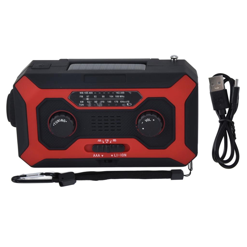 Hand Crank Emergency Weather Radio AM/AM Switching Battery Indicator Flashlight Solar Power Bank