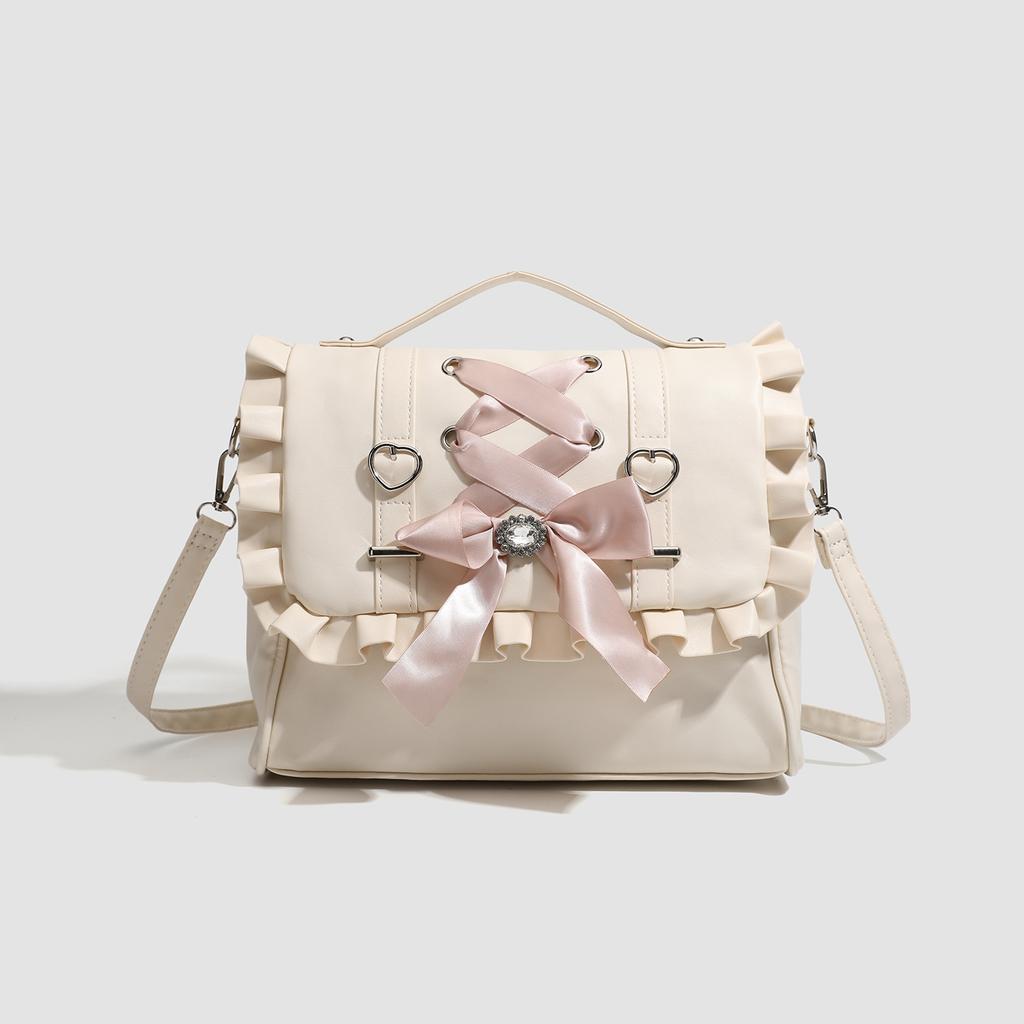 Bag Women 2025 New Versatile Lolita Bow Control Strap Love Handheld One Shoulder Oblique Backpack Women