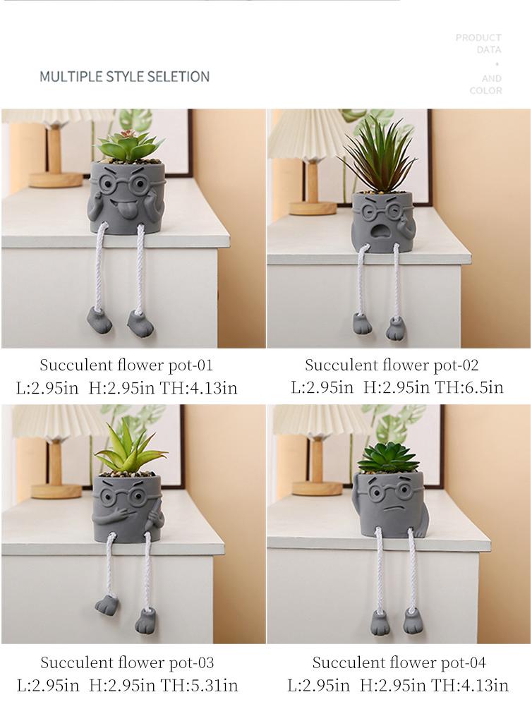 Green Plant Hanging Foot Doll Ornament: Cute Cement Candle Holder for Home Decor