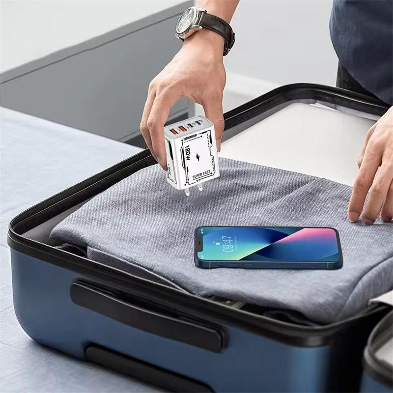 120W rychlé nabíjení 4 porty USB C nástěnná nabíječka QC3.0 PD napájecí adaptér pro iPhone 16 15 pro Huawei pro Samsung pro Xiaomi