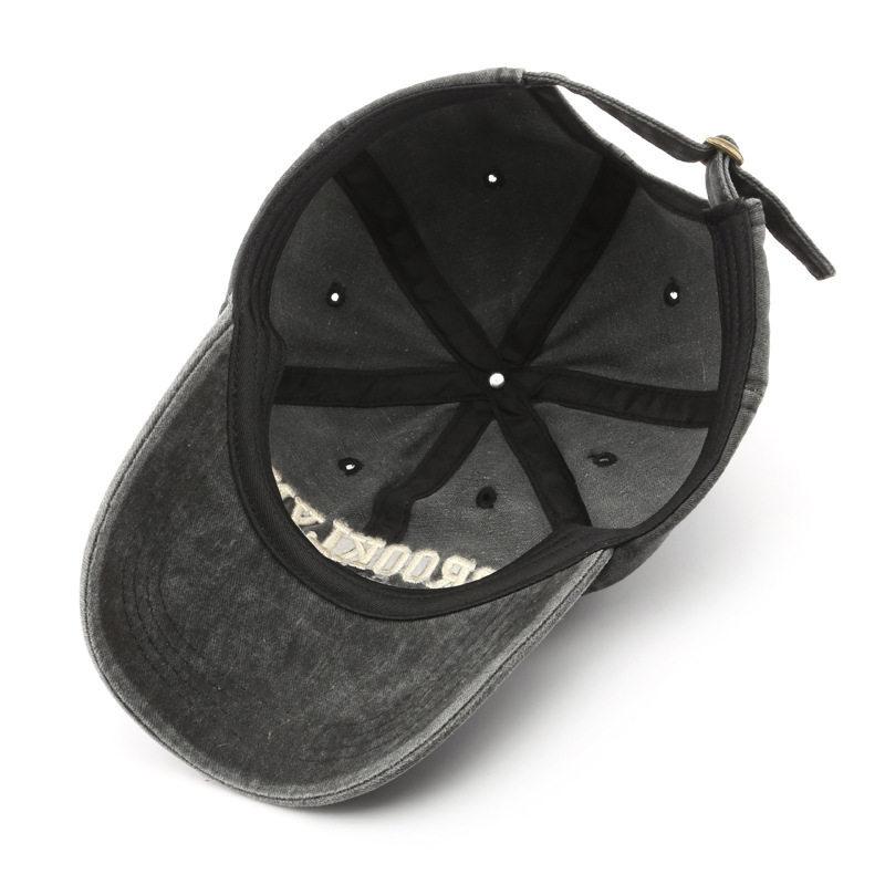 Men Women Washed Distressed Soft‑Top Baseball Cap Vintage Letter Embroidered Versatile Duckbill Hat Sun‑Protection Outdoor Street Fashion Caps