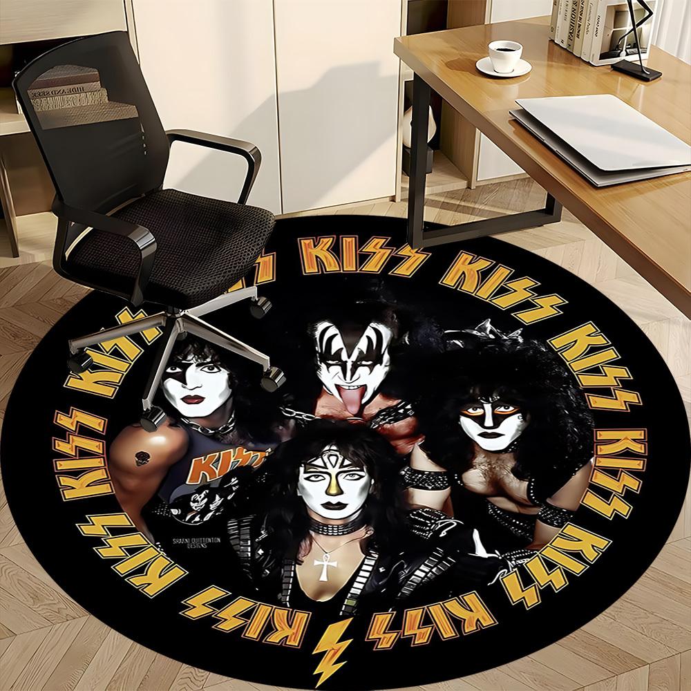 1 Stück KISS Band Büro Runder Teppich, Unter Bürostühlen Schlafzimmer Wohnzimmer Heimdekoration a1016295