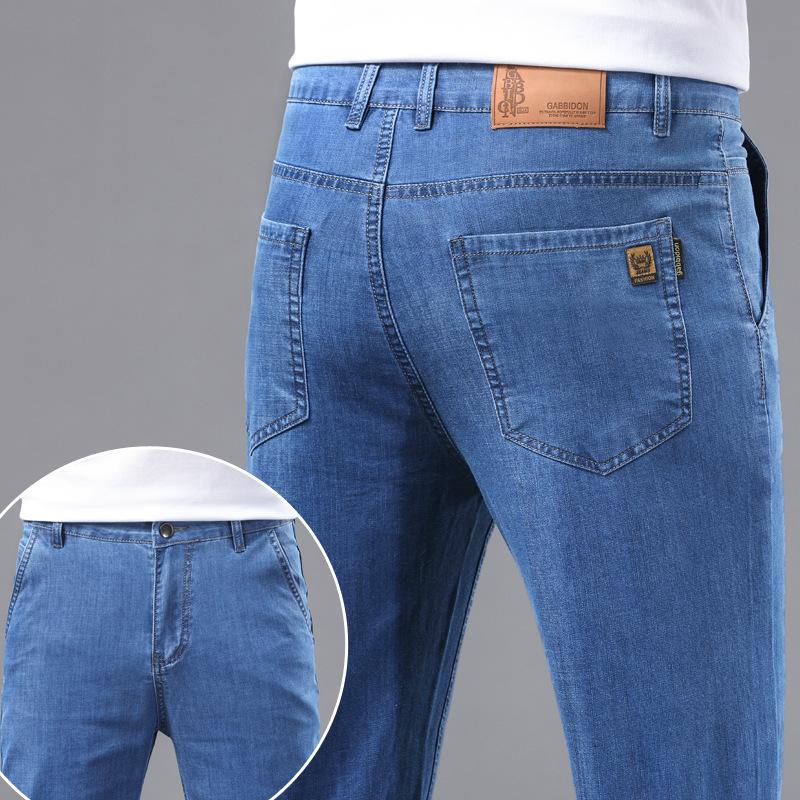 Men's jeans summer thin straight leg trendy thin and breathable new dad wear business casual pants