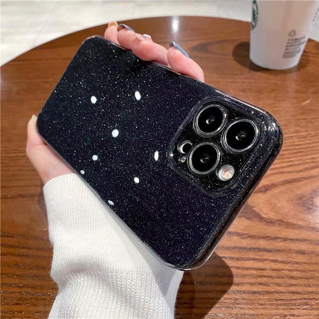 Glänzende glitzernde stoßfeste Handyhülle für iPhone 14 13 11 12 Pro Max Xr Xs Max 13pro, weiche Silikon-Stoßfänger-Linsenschutzhülle