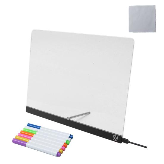 LED Note Board Rechargeable Acrylic Memo Pad Erasable Glowing Message Board To-do List Board Reusable Weekly