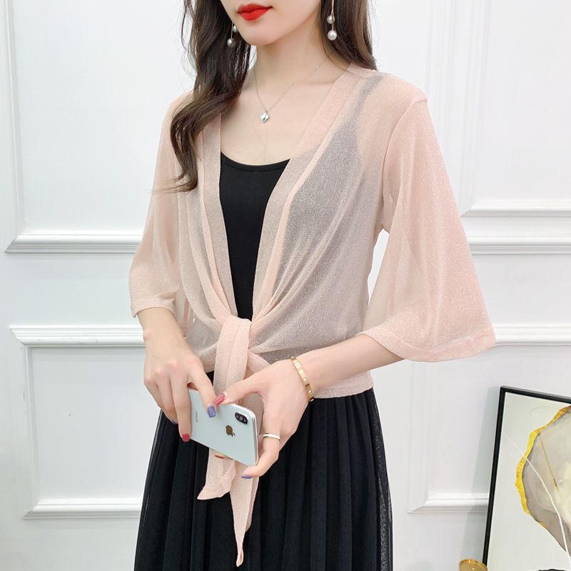 Women's Versatile Mesh Cardigan: Summer Camisole Dress Cover-up, Tie-up Shawl, Short Fashion Jacket
