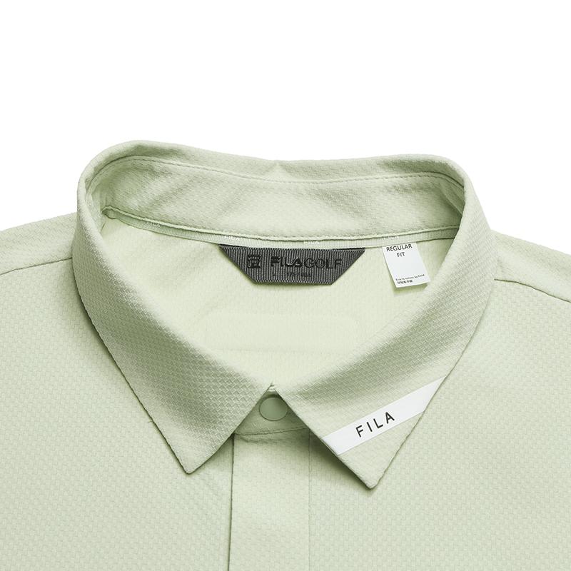 FILA Golf Series Fashion Simple Basic Sports Training Golf Versatile Comfortable Knitted Short Sleeve Polo Shirt Men tops Green A11M625102FLG