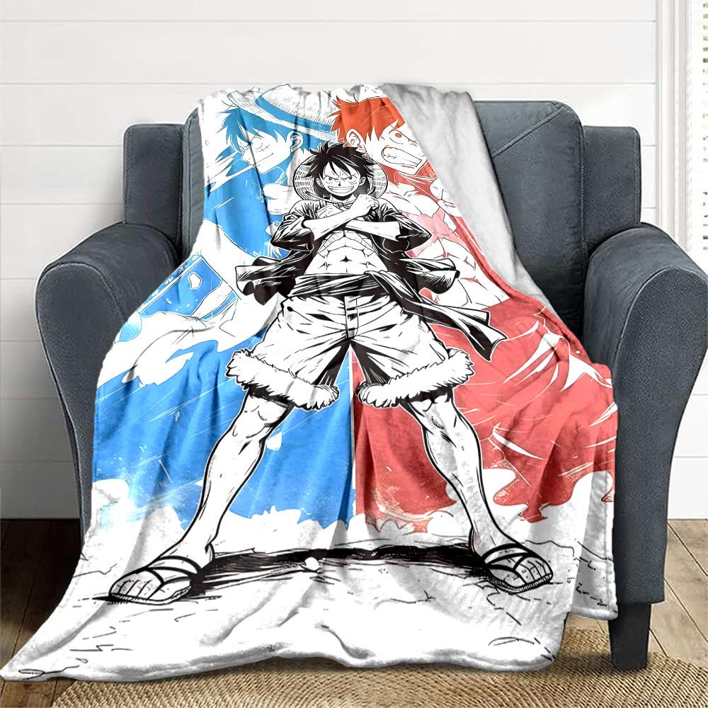 1pc Monkey D. Luffy Flannel Blanket [Cozy Throw Blanket] For Sofa, Bed, Travel, Camping, Livingroom, Office, Couch, Chair, And Bed