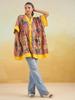 Hand block printed cotton top tunic kaftan handPrinted cotton w/pockets tunic loose fitting free size tunic RedYellow Kaftan Limited edition