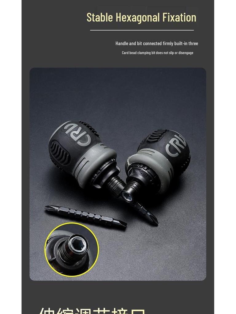 Dual-Head Ratcheting Telescopic Screwdriver with Phillips, Slotted, and Torx Heads