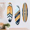 3 Pcs 12 Inch Large Nautical Surfboard Wall Art Wooden Surfboard Hanging Coastal Sign for Living Room Bedroom Home Decor
