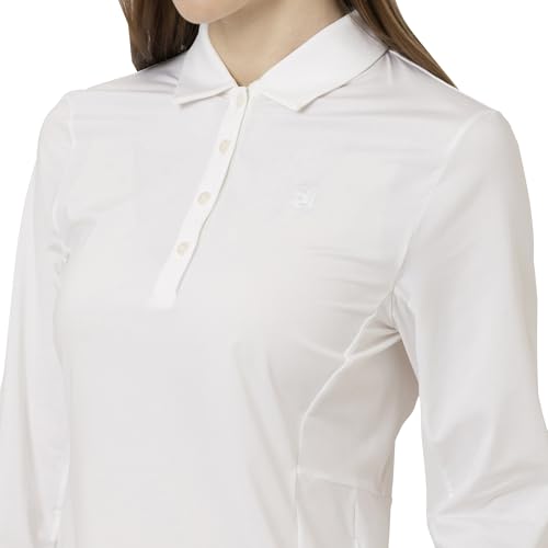 FootJoy Women's White Long Sleeve Golf Shirt with Side Mesh Sun Protection, Size M (FJW-S25-S09, 34815-M)