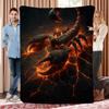 1pc Contemporary Reversible Scorpion In Lava Print Flannel Blanket All Seasons Cartoon Themed Nonwoven Polyester Fabric, Digital