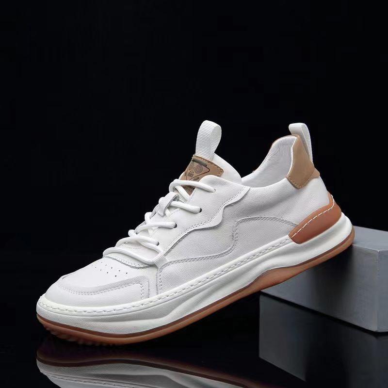 Leather large size men's shoes new spring versatile trend little white shoes men's breathable deodorant leather shoes men's casual board shoes