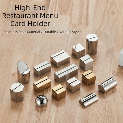 Stainless Steel Table Place Card Holder Geometric Shape Table Number Display Stand  Hotel