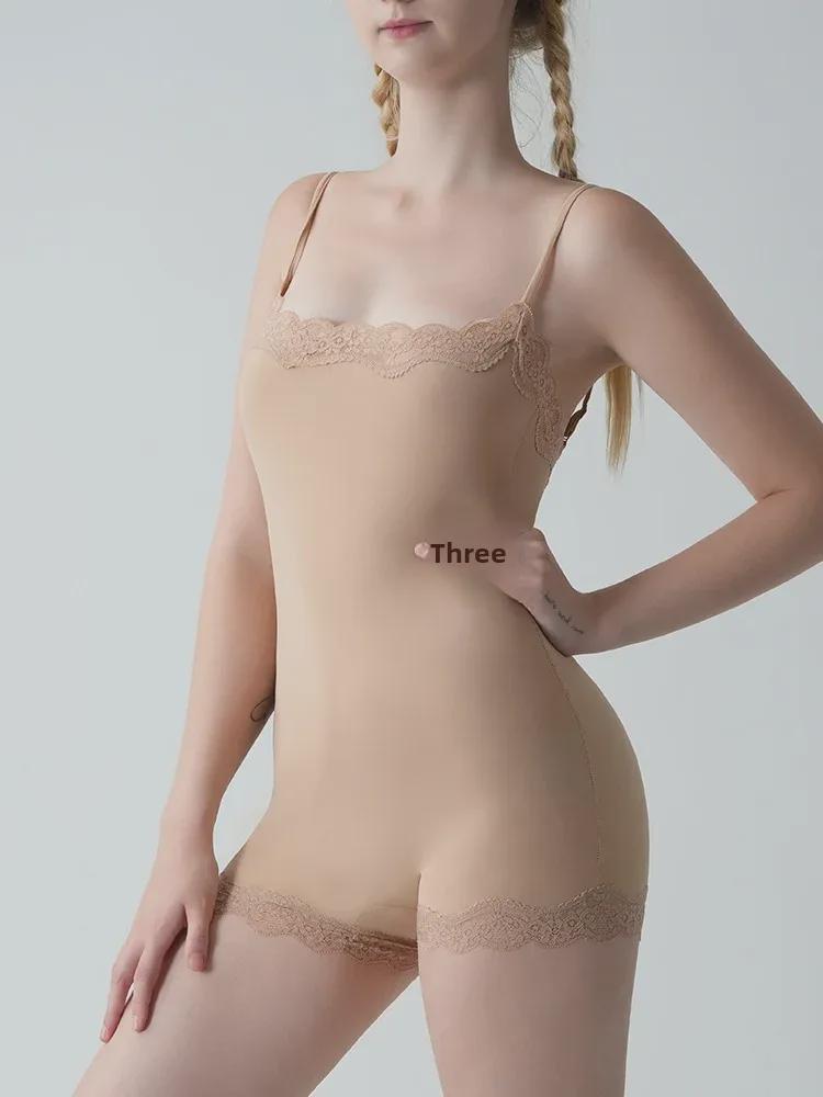 Sexy European & American Lace Slim Backless Jumpsuit with Adjustable Straps and Breathable Hip-Lifting Design