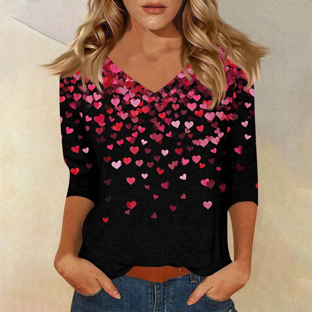 Dámské tričko s potiskem 3/4 rukáv denní víkendová móda základní véčkový výstřih běžný top