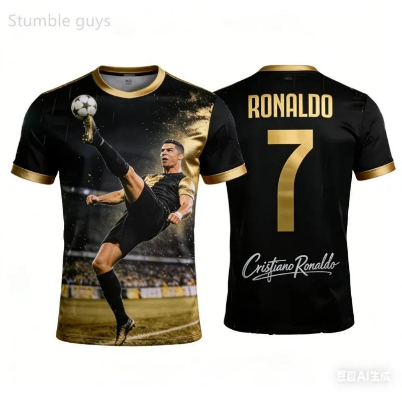 3D Print T-Shirt for Kids' Clothing Quick-Drying and Breathable Outdoor Summer Street Sports Football Short Shirt