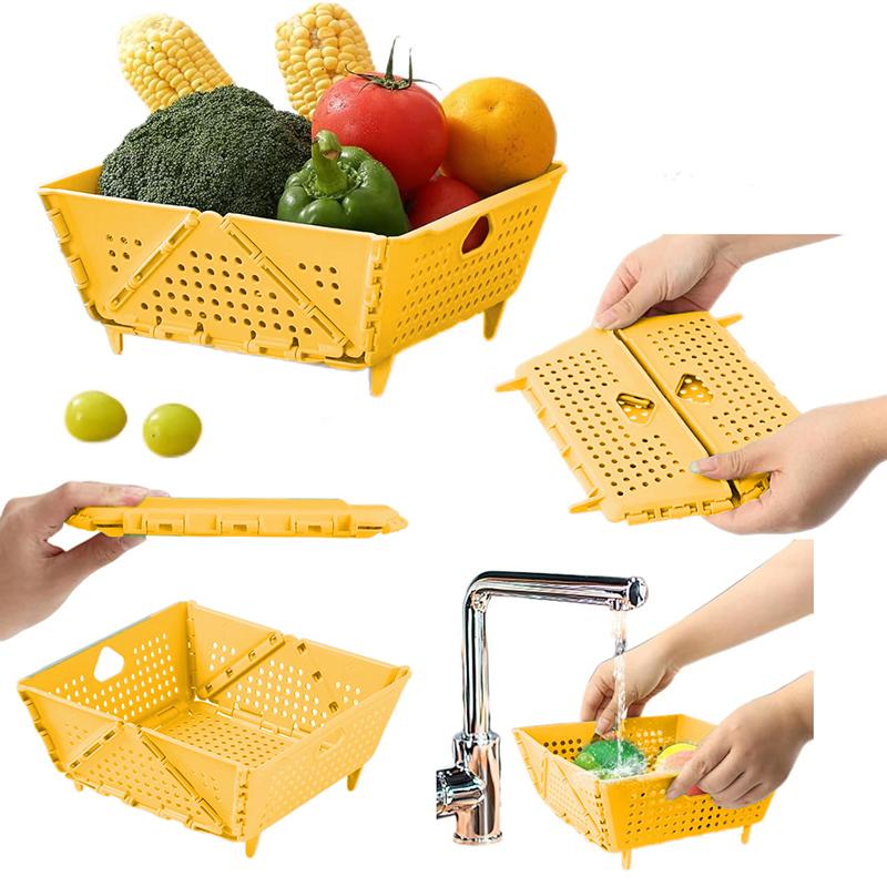Thickened Collapsible Multifunctional Strainers And Colander For Kitchen, Wash Foldable Storage Drain Basket For Pasta
