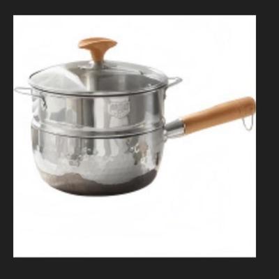Yoshida Artisan Japanischer Edelstahl Milchtopf mit Dämpfeinsatz
