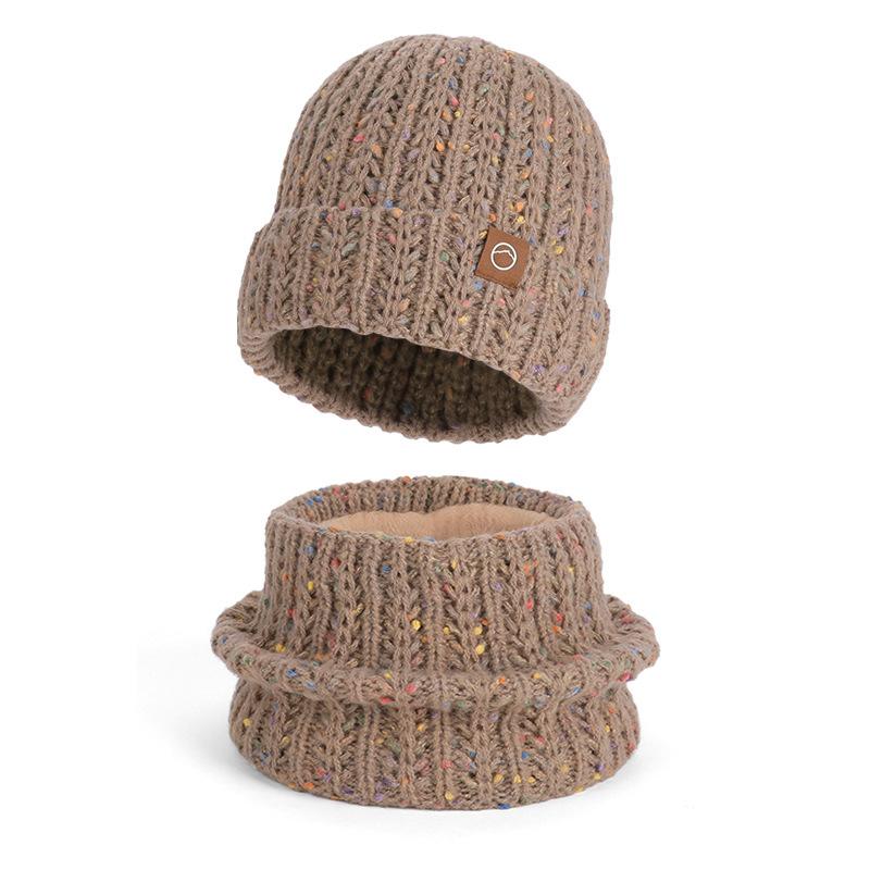 Winter Hat Scarf Set Women's Outdoor Velvet Warm Knitted Hat Ear Protection Head Wool Hat