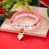 Christmas Santa Claus Pendant Bracelets Resin Letter Soft Clay Bead Double Layer Bangle Holiday Party Jewelry Gift For Women Men