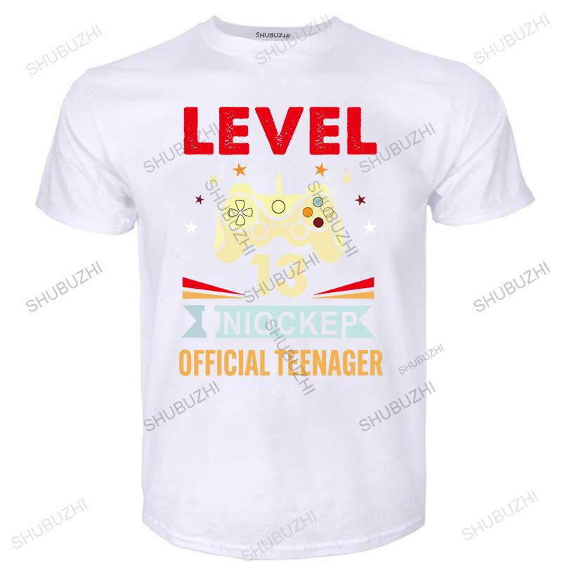 Man Vintage  Cotton Brand Men Tshirt Level 13 Unlocked Official Teenager Mens Short Sleeve Fashion Summer Print Tee-shirt