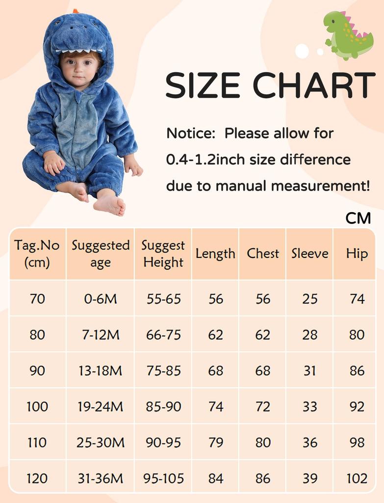 Maeau Baby Dinosaur Kigurumi Winter for Boys and Baby Commemorative Photo Size 70 Costume, Halloween, Christmas, Kids' Costume, Romper, Cosplay,