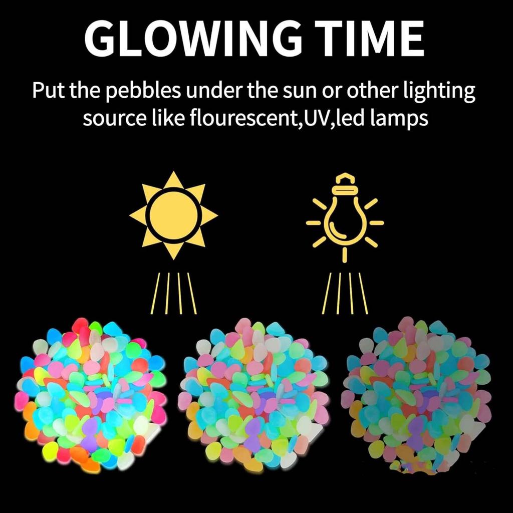 600-Piece Night Guide Colorful Garden — -in-the-Dark Pebbles, -Colored For Outdoor Decoration