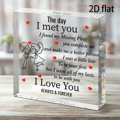 2D Flat Romantic Anniversary Acrylic Desktop Decoration Plaque, Home Decor Plaque Hanging Wall Art Decorative Garden Decoration for Room Door Signs Ha