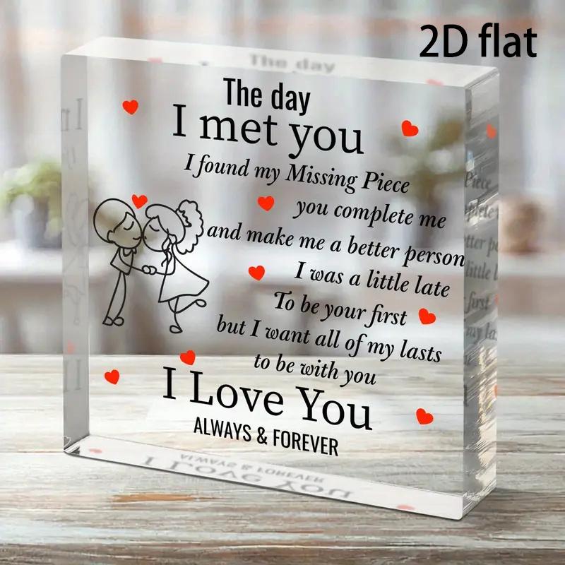2D Flat Romantic Anniversary Acrylic Desktop Decoration Plaque, Home Decor Plaque Hanging Wall Art Decorative Garden Decoration for Room Door Signs Ha