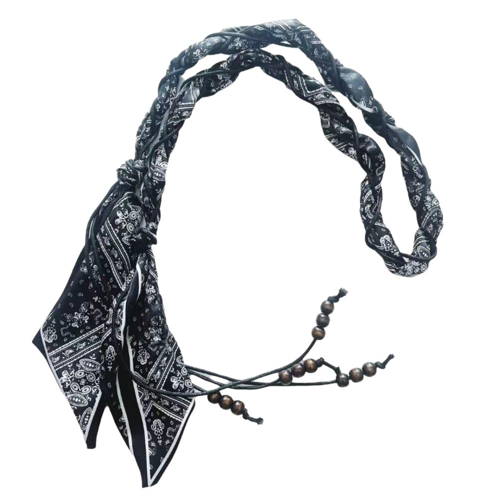 Tassel Detail Waist Belt Woven Design Silk Scarf Minimalist Waist Rope  Bohemian Style Style 1