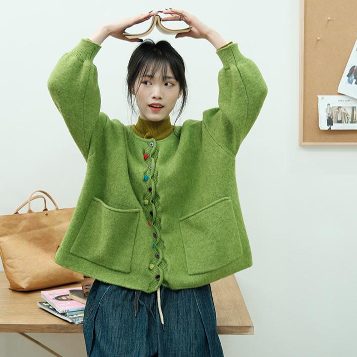 Dimanaf Plus Size Autumn Women Solid Buttons Sweaters Jacket Knitting Fashion Oversize Casual Style Loose Cardigan Sweater