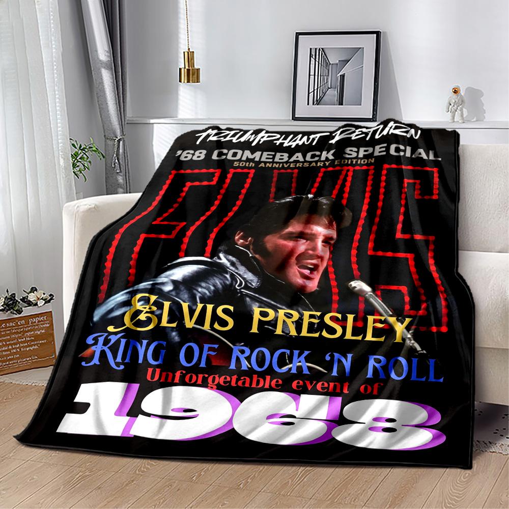 Elvis Presley's Musical Journey Blanket Durable Comfort Great for Livingroom Picnics Chair for All Occasions Playful Design