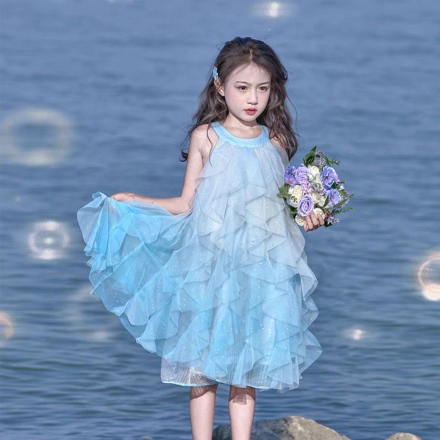 Princess dress, girls' summer dress, 2026 new children's vest dress, gauze dress, vacation dress, girls' camisole dress