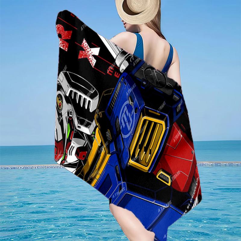 Mecha Armor Robotic Design Beach Towel, Super Soft Microfiber, Gift for Her/Him, Birthday, for Pool, Beach, Travel, Home Decor Fan gifts