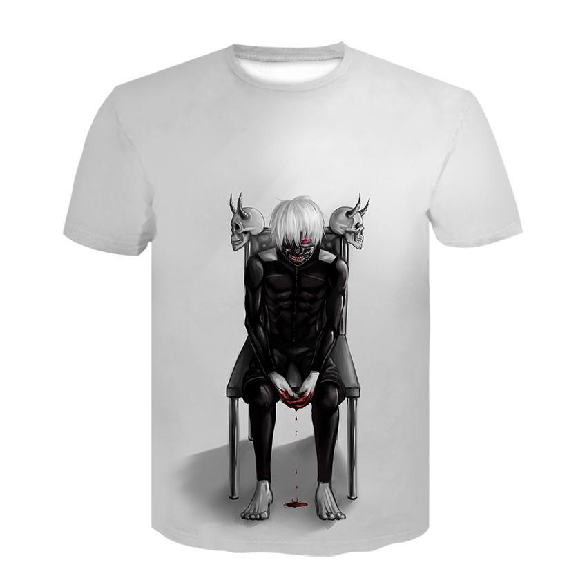 Strange Things Tokyo Ghoul Men 3D Graphic T Shirts Anime Ken Kaneki Print T Shirts Cartoon Loose Cotton Tshirts Hipster Tops