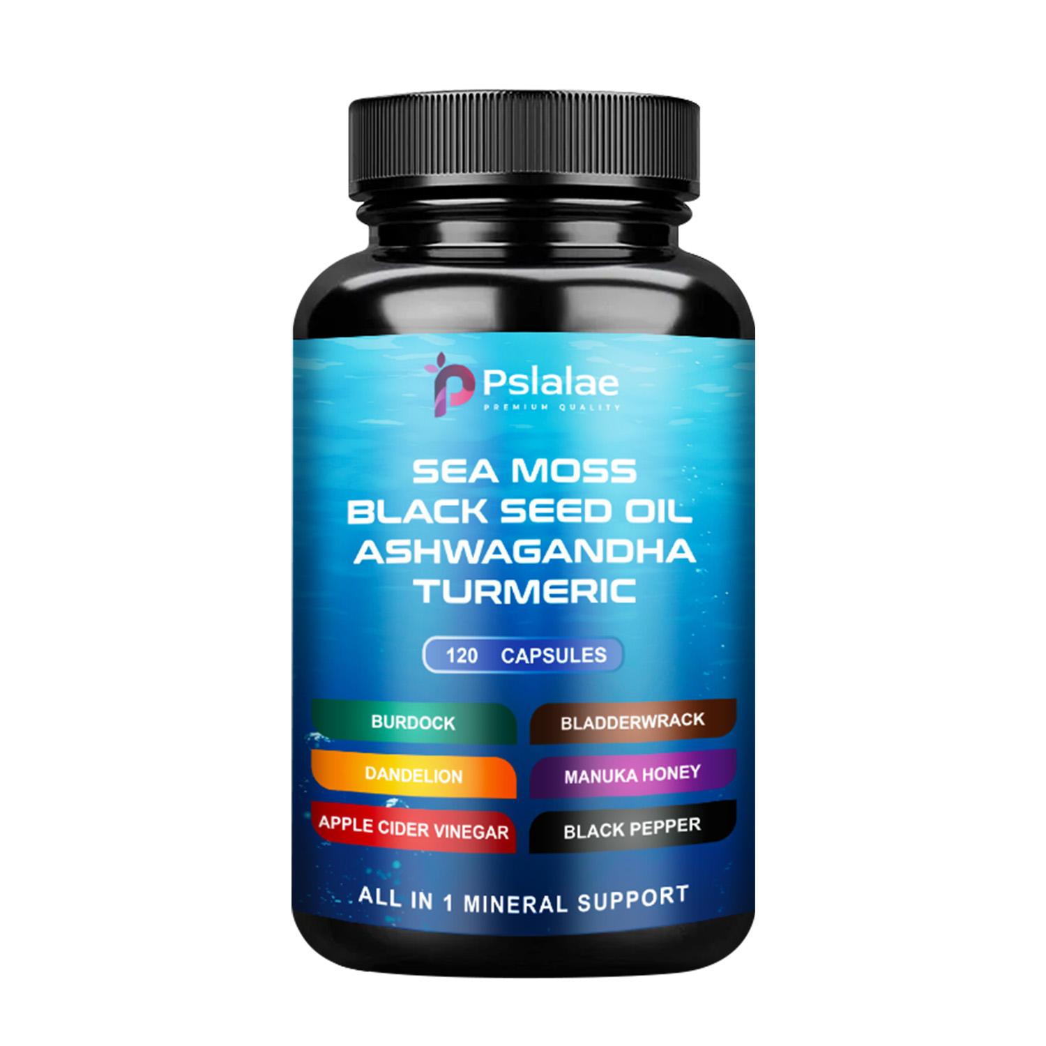 

Pslalae Premium Complex Capsules contain a 10:1 ratio of seaweed extract, black cumin seed, and turmeric blend; suitable for both men and women. 120*1